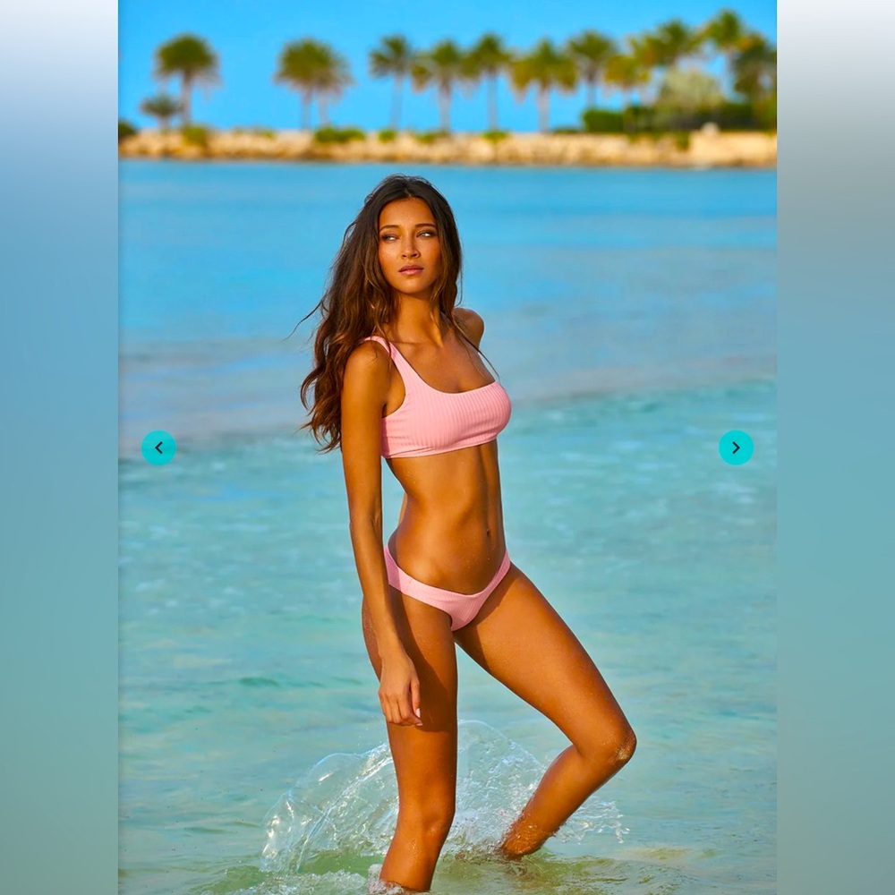 MELISSA ODABASH Toulouse Pink Ribbed Bikini Set